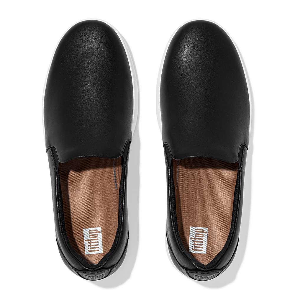 Fitflop RALLY Leather Slip-On Skate Naisten Tennarit Mustat | STG-541263