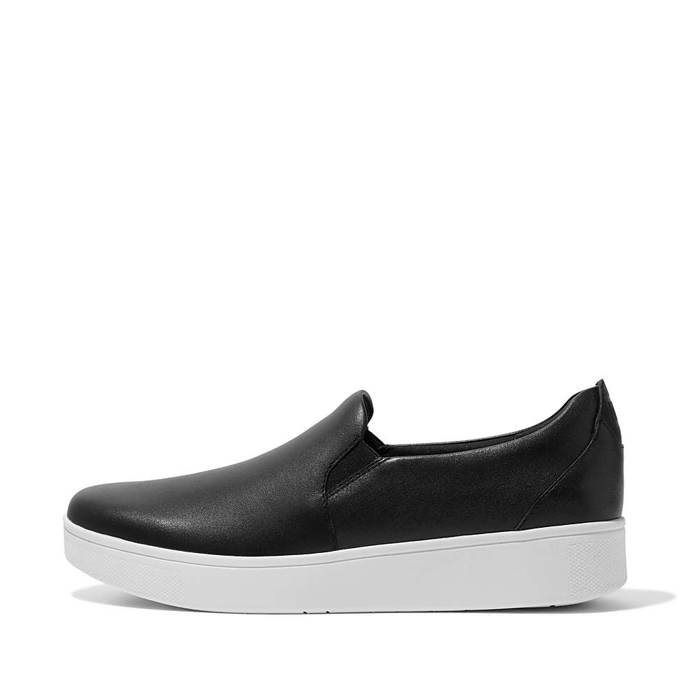 Fitflop RALLY Leather Slip-On Skate Naisten Tennarit Mustat | STG-541263