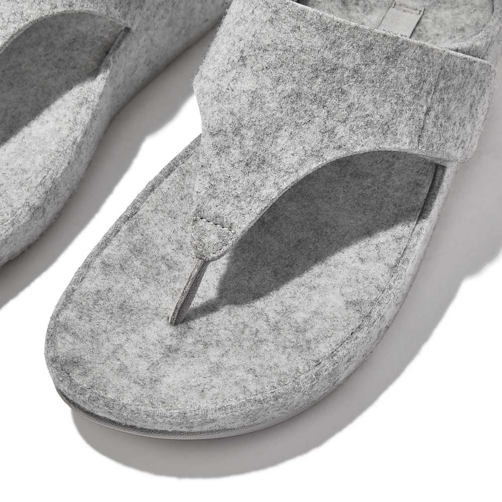 Fitflop SHUV E01 Adjustable Felt Toe-Post Naisten Sandaalit Harmaat | DOB-459863