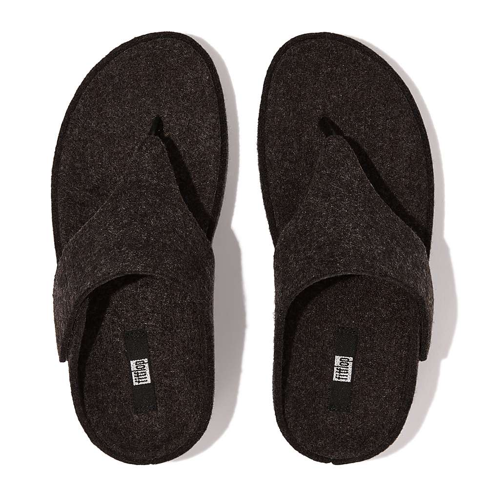 Fitflop SHUV E01 Adjustable Felt Toe-Post Naisten Sandaalit Mustat | WAJ-249316