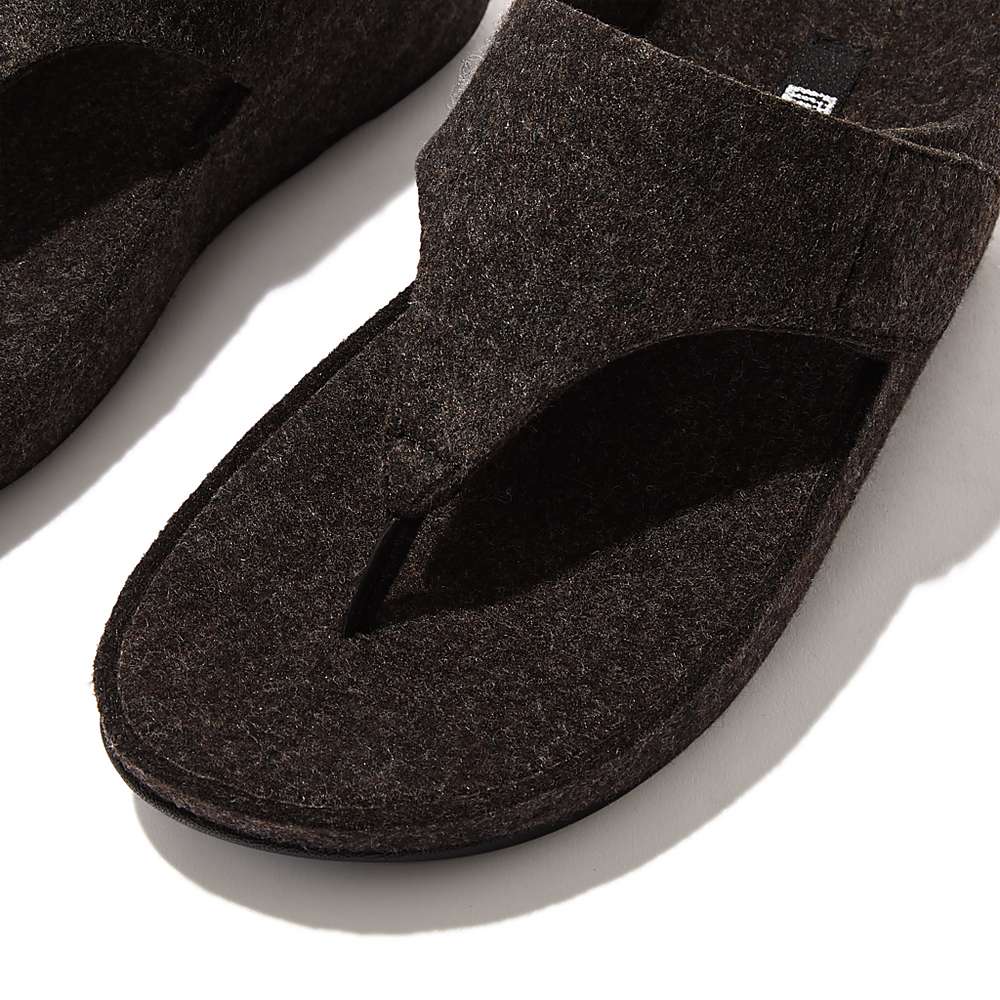 Fitflop SHUV E01 Adjustable Felt Toe-Post Naisten Sandaalit Mustat | WAJ-249316