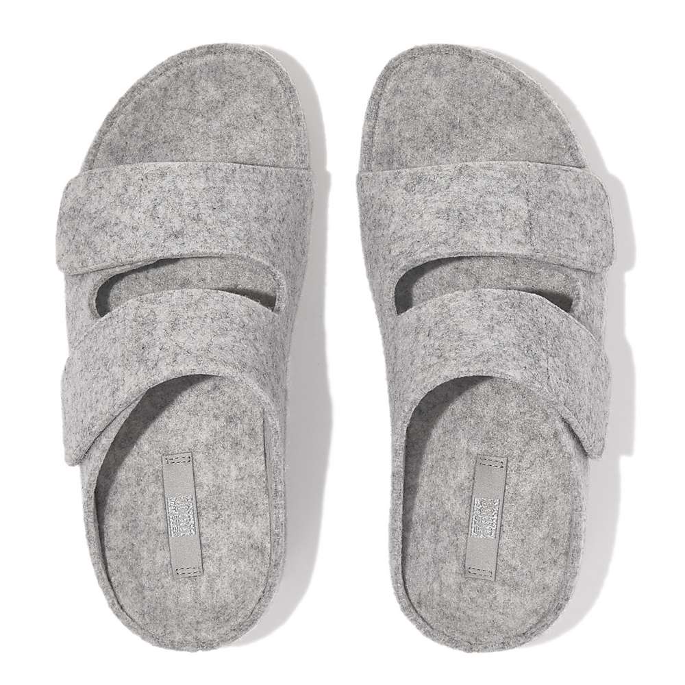 Fitflop SHUV E01 Adjustable Two-Bar Felt Slides Naisten Sandaalit Harmaat | LID-310625