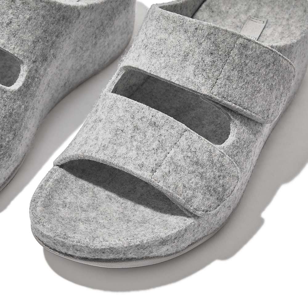 Fitflop SHUV E01 Adjustable Two-Bar Felt Slides Naisten Sandaalit Harmaat | LID-310625