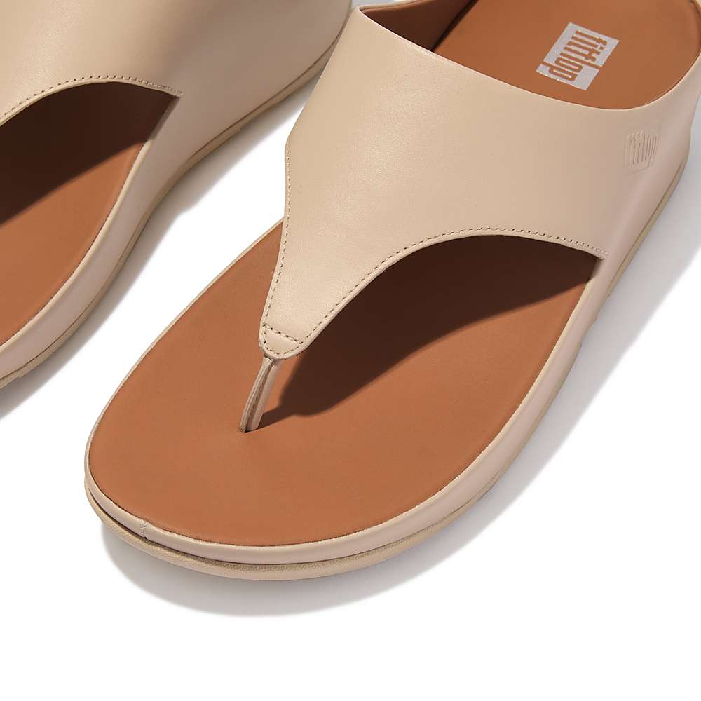 Fitflop SHUV Leather Toe-Post Naisten Sandaalit Harmaat Beige | CIR-467903