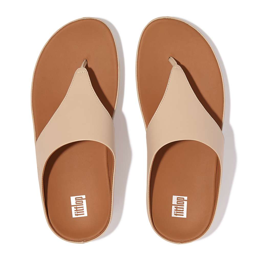 Fitflop SHUV Leather Toe-Post Naisten Sandaalit Harmaat Beige | CIR-467903