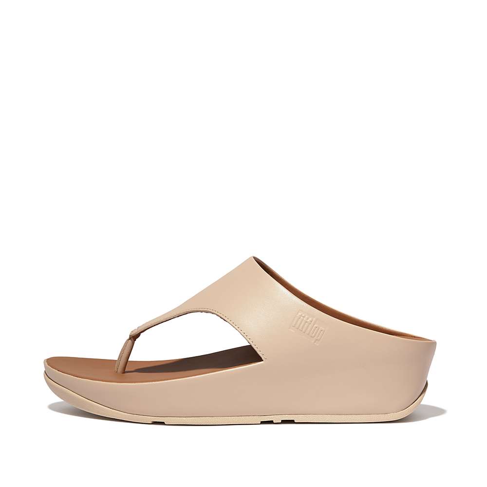 Fitflop SHUV Leather Toe-Post Naisten Sandaalit Harmaat Beige | CIR-467903