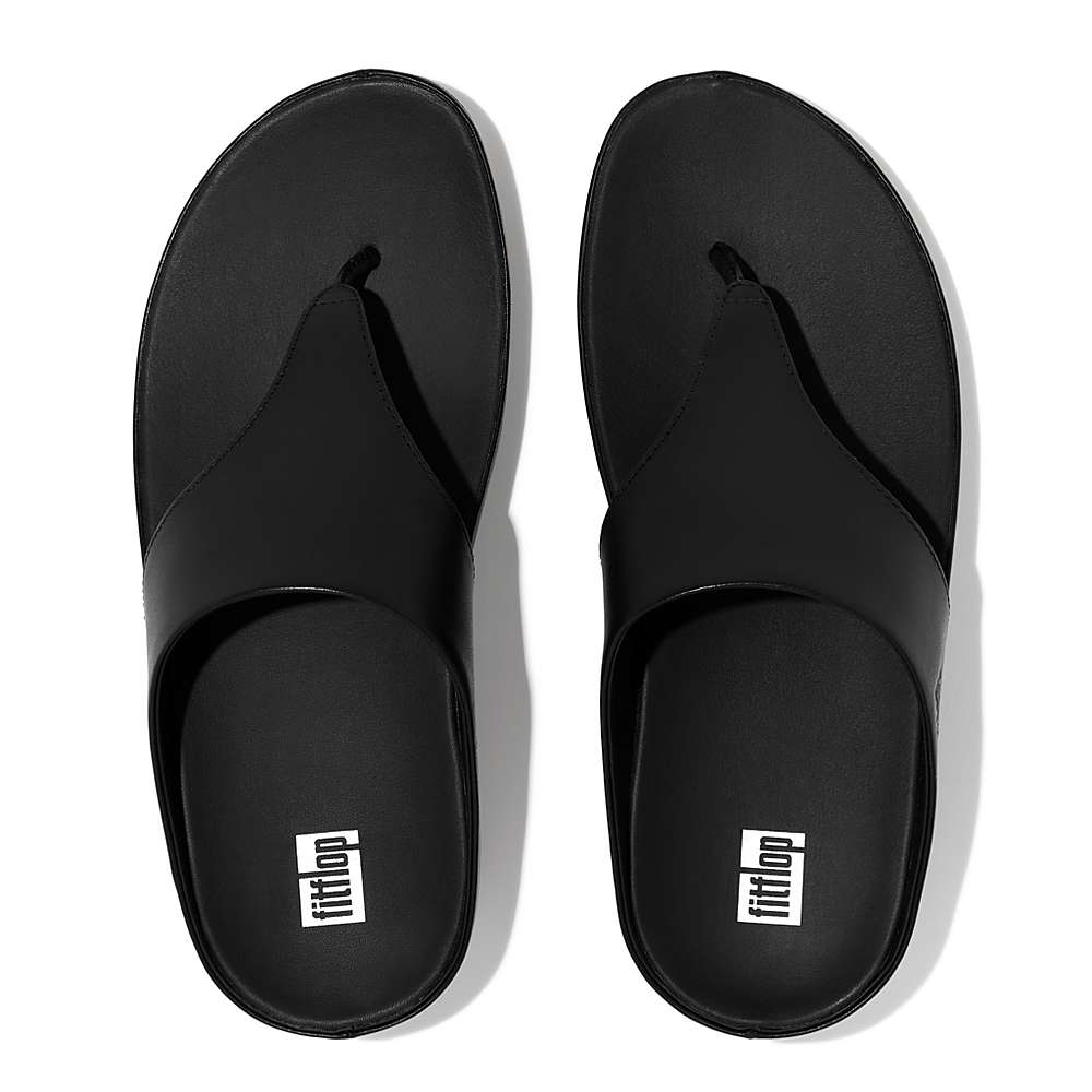 Fitflop SHUV Leather Toe-Post Naisten Sandaalit Mustat | OUX-037921