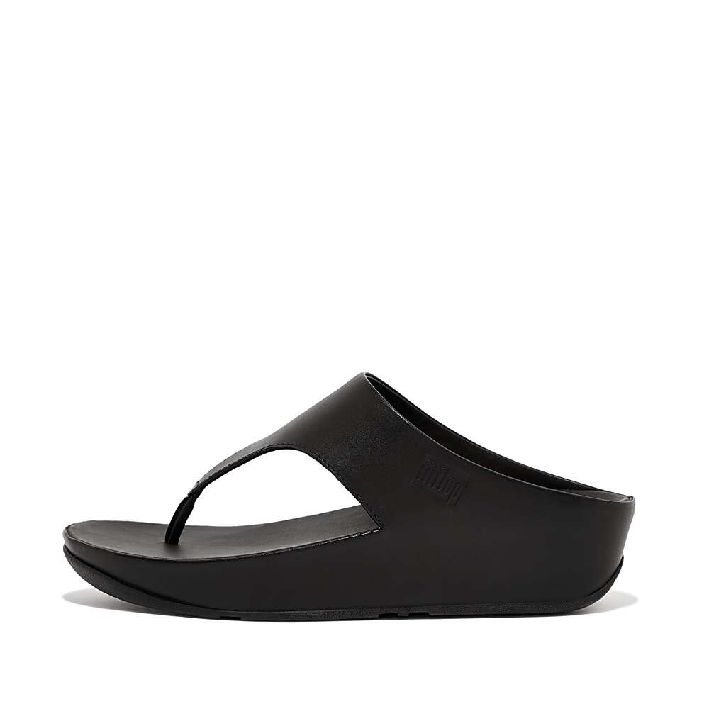 Fitflop SHUV Leather Toe-Post Naisten Sandaalit Mustat | OUX-037921