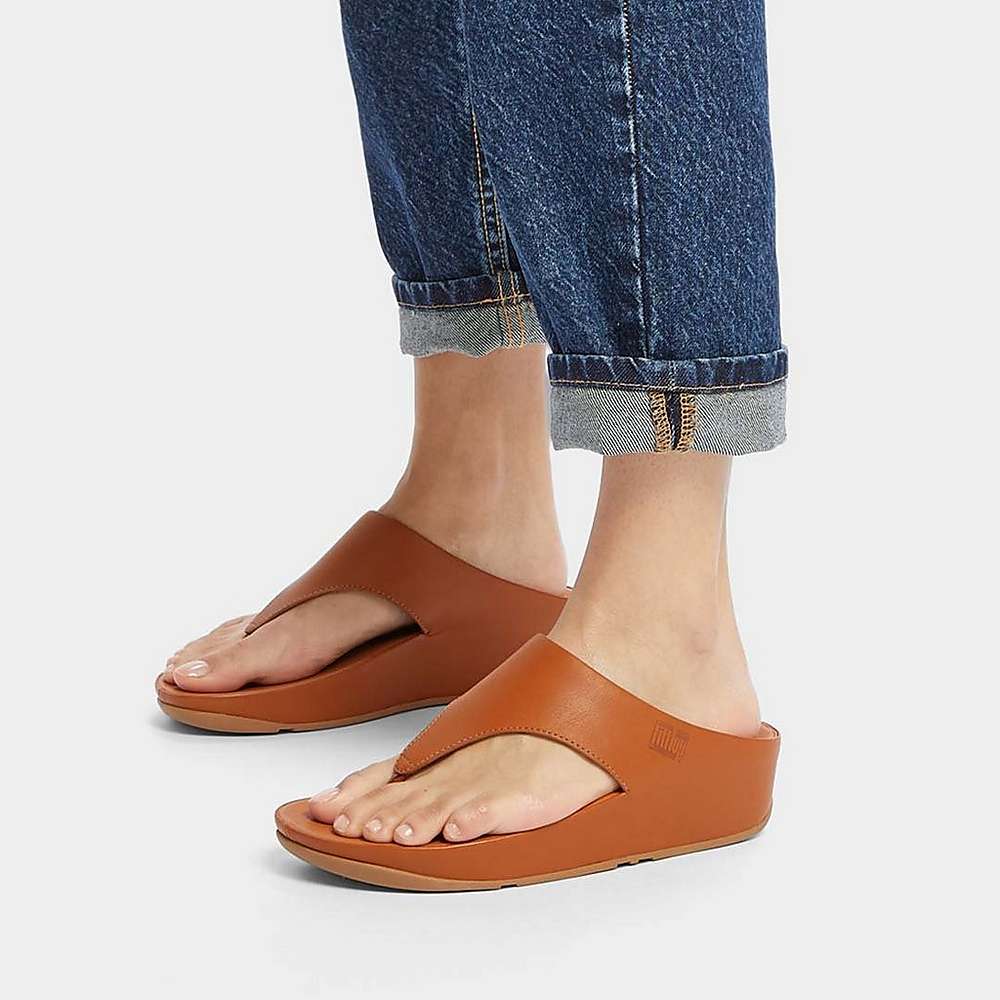 Fitflop SHUV Leather Toe-Post Naisten Sandaalit Vaaleanruskea | OXP-715462