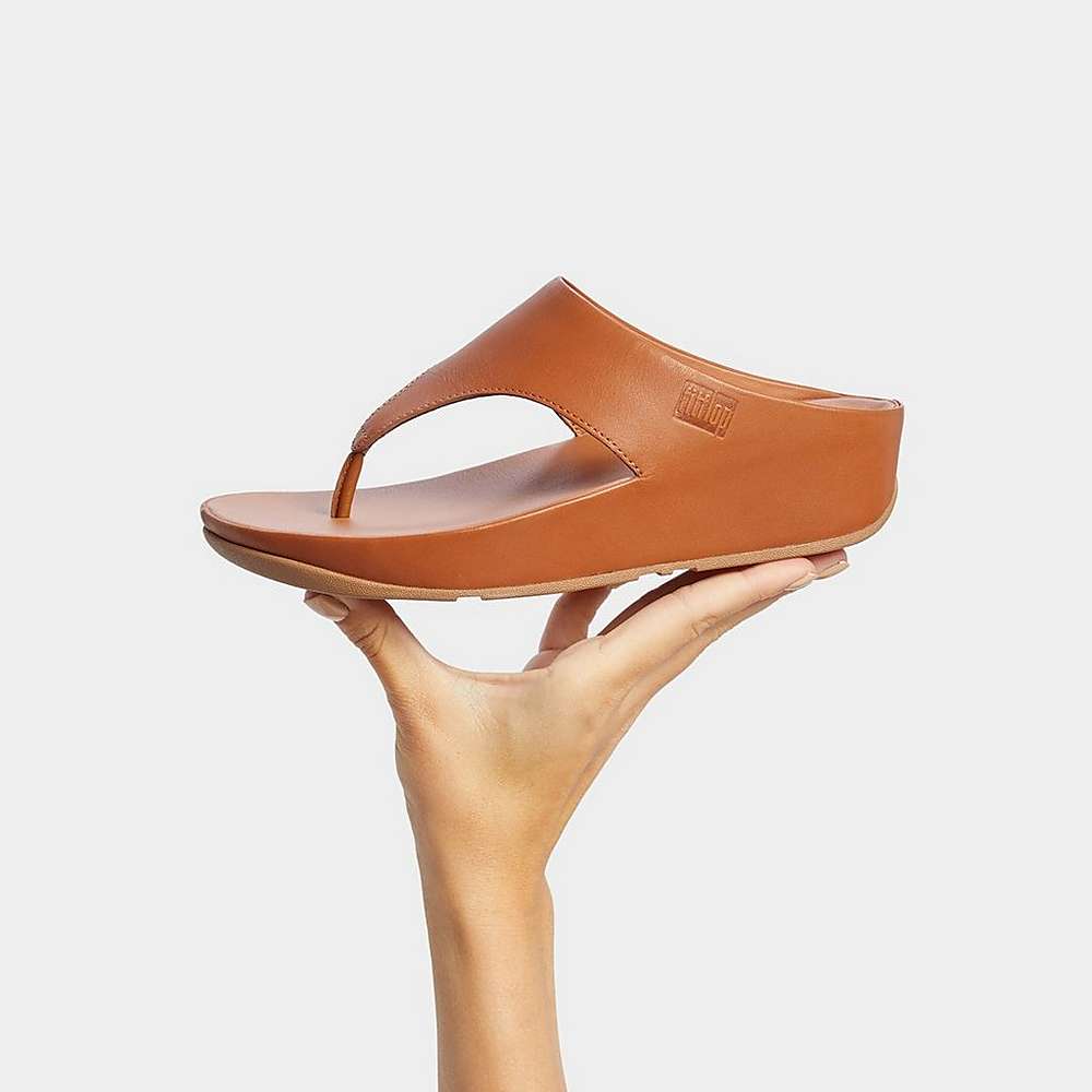 Fitflop SHUV Leather Toe-Post Naisten Sandaalit Vaaleanruskea | OXP-715462