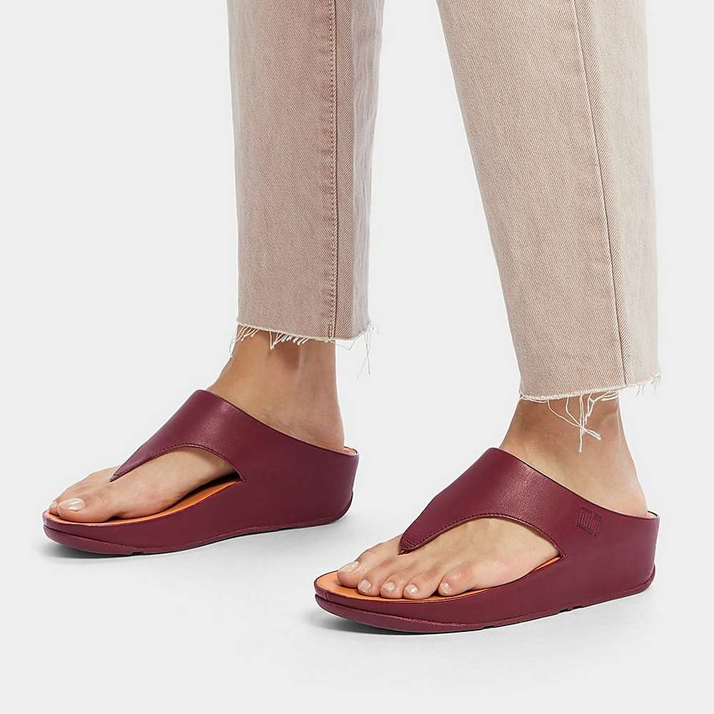 Fitflop SHUV Leather Toe-Post Naisten Sandaalit Viininpunainen | QZB-048253