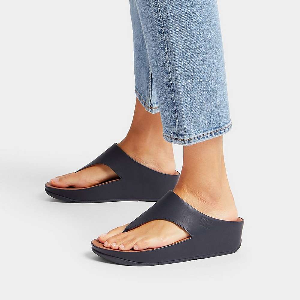 Fitflop SHUV Leather Toe-Post Naisten Sandaalit Laivastonsininen | ZAG-860123