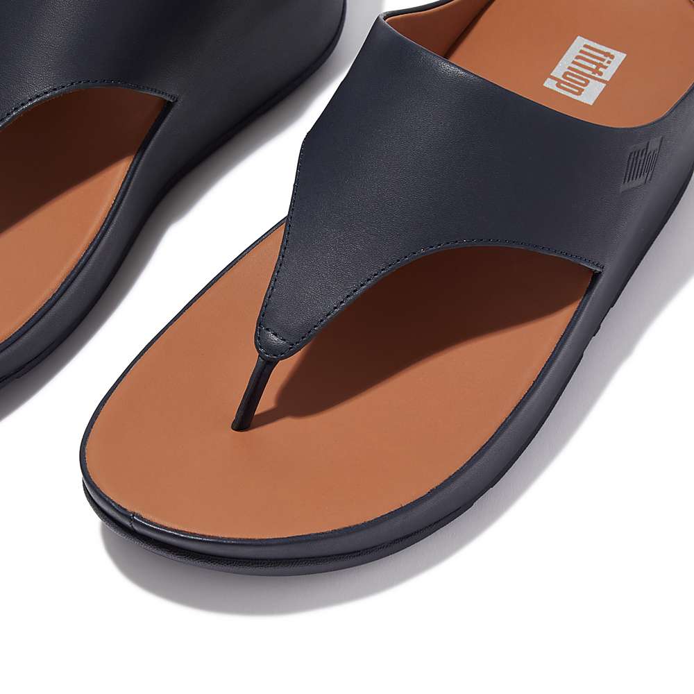 Fitflop SHUV Leather Toe-Post Naisten Sandaalit Laivastonsininen | ZAG-860123