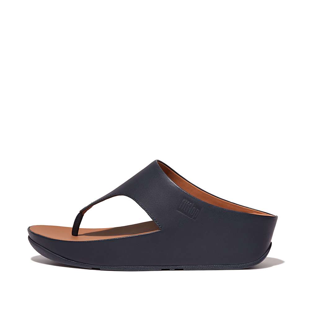 Fitflop SHUV Leather Toe-Post Naisten Sandaalit Laivastonsininen | ZAG-860123