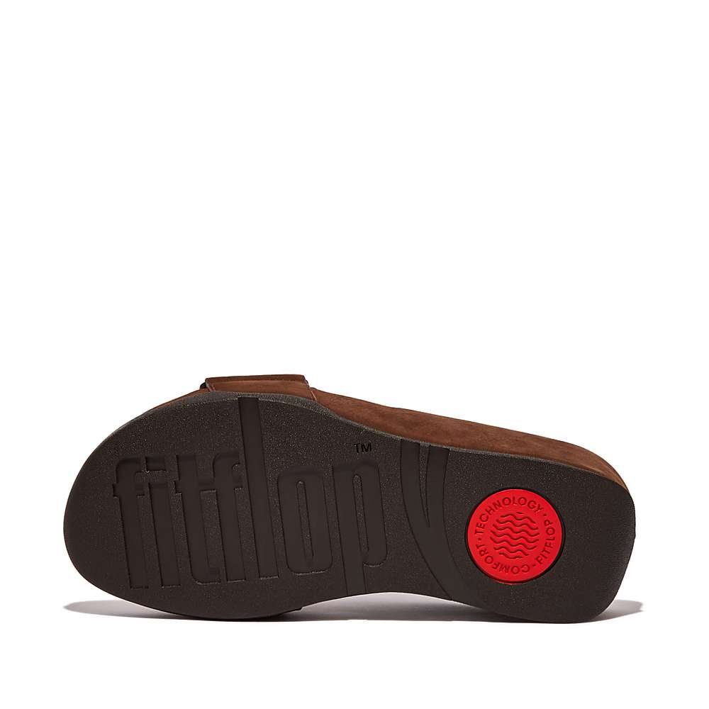 Fitflop SHUV Nubuck Cross Slides Naisten Sandaalit Ruskea | ZOF-015374