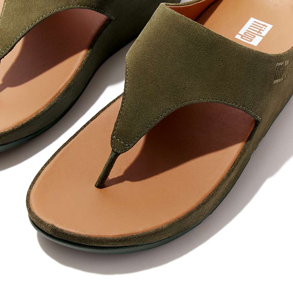 Fitflop SHUV Suede Toe-Post Naisten Sandaalit Oliivinvihreä | HTP-106238