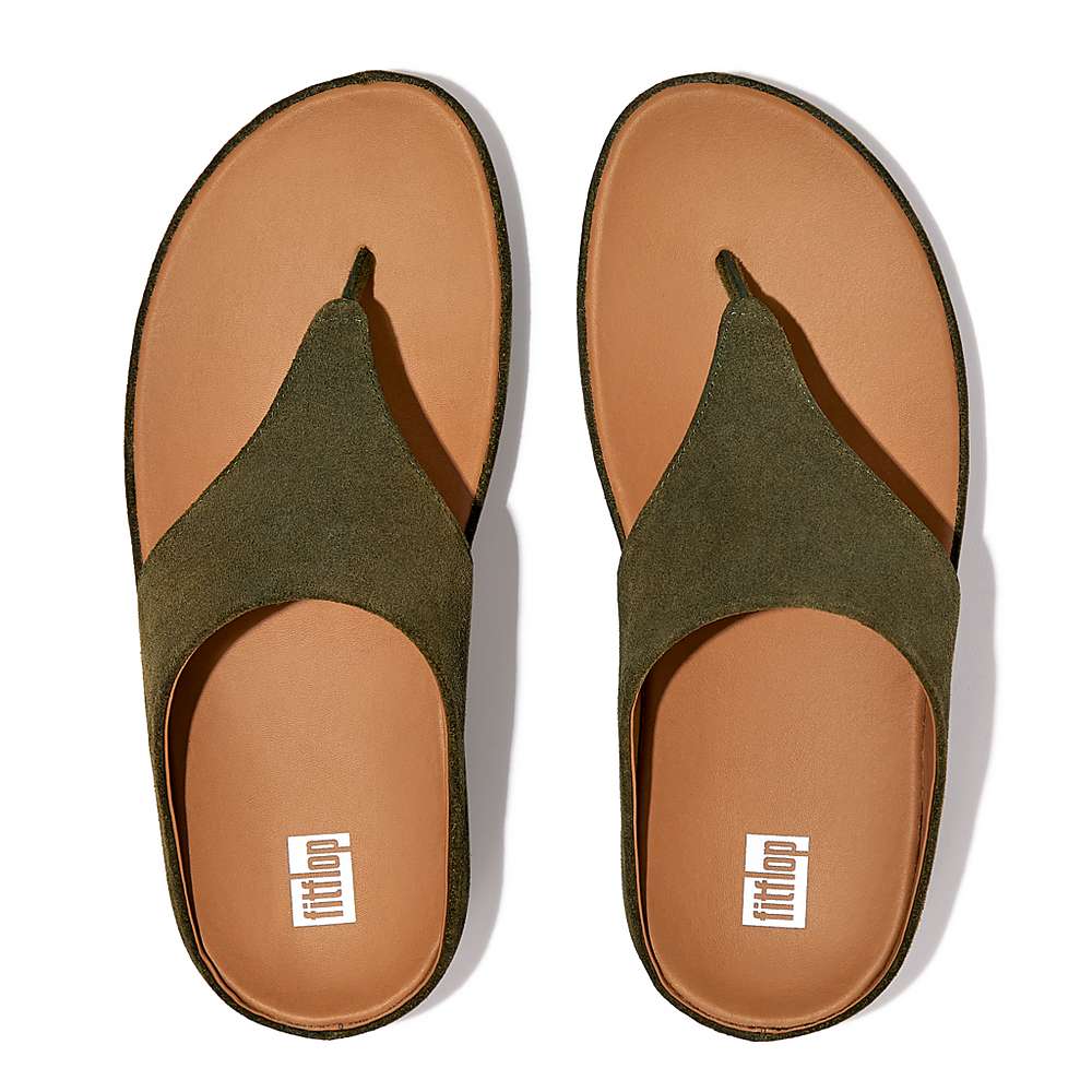 Fitflop SHUV Suede Toe-Post Naisten Sandaalit Oliivinvihreä | HTP-106238