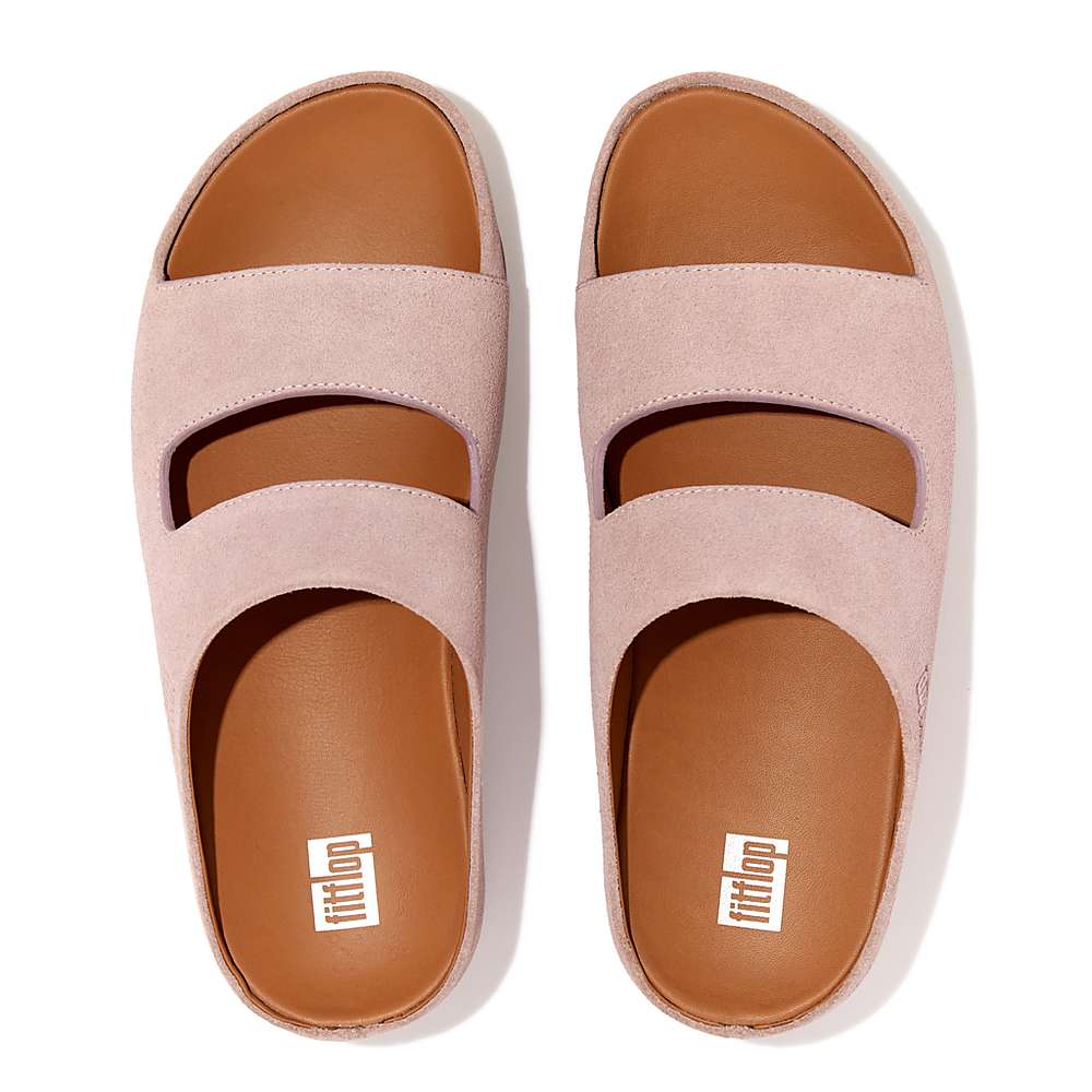 Fitflop SHUV Two-Bar Suede Slides Naisten Sandaalit Pinkki | LZX-958406