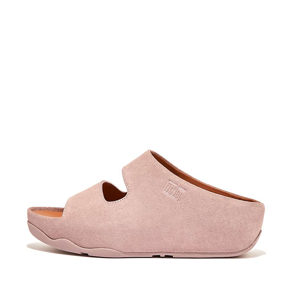 Fitflop SHUV Two-Bar Suede Slides Naisten Sandaalit Pinkki | LZX-958406