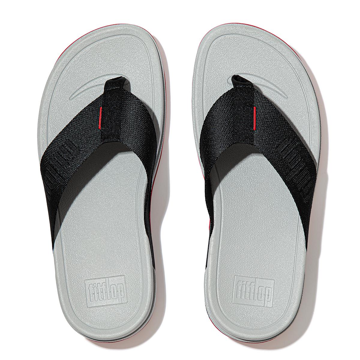 Fitflop SURFA Woven-Logo Toe-Post Naisten Sandaalit Mustat | BUS-438507