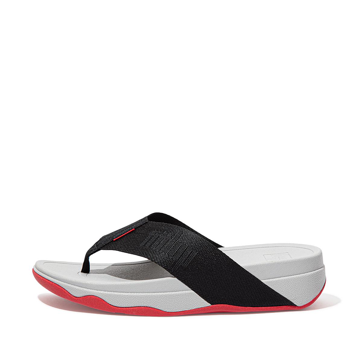 Fitflop SURFA Woven-Logo Toe-Post Naisten Sandaalit Mustat | BUS-438507