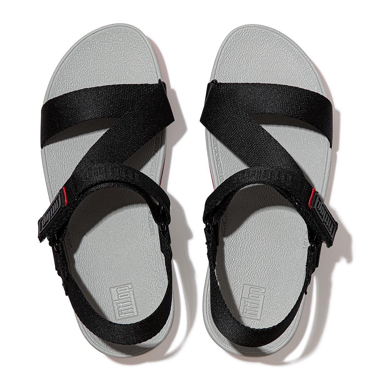 Fitflop SURFA Woven-Logo Z-Strap Naisten Sandaalit Mustat | ZEL-197462